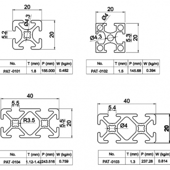 Nhôm định hình: 20x20, 20x40
